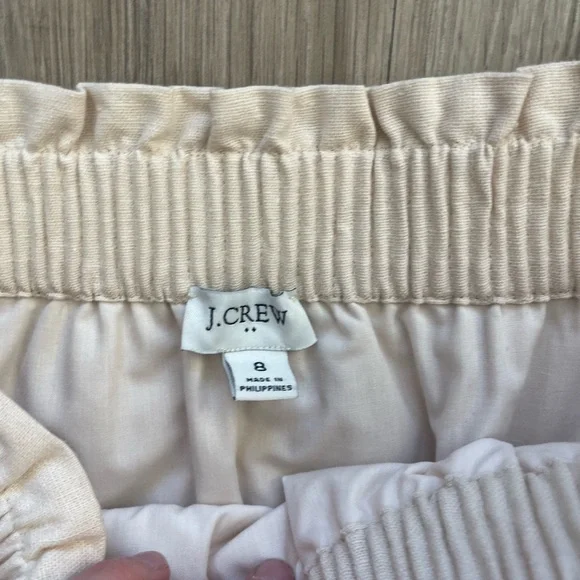 J. Crew Linen Blend Cream Mini Skirt | Elastic Waist A-Line size 8 - Picture 3 of 5